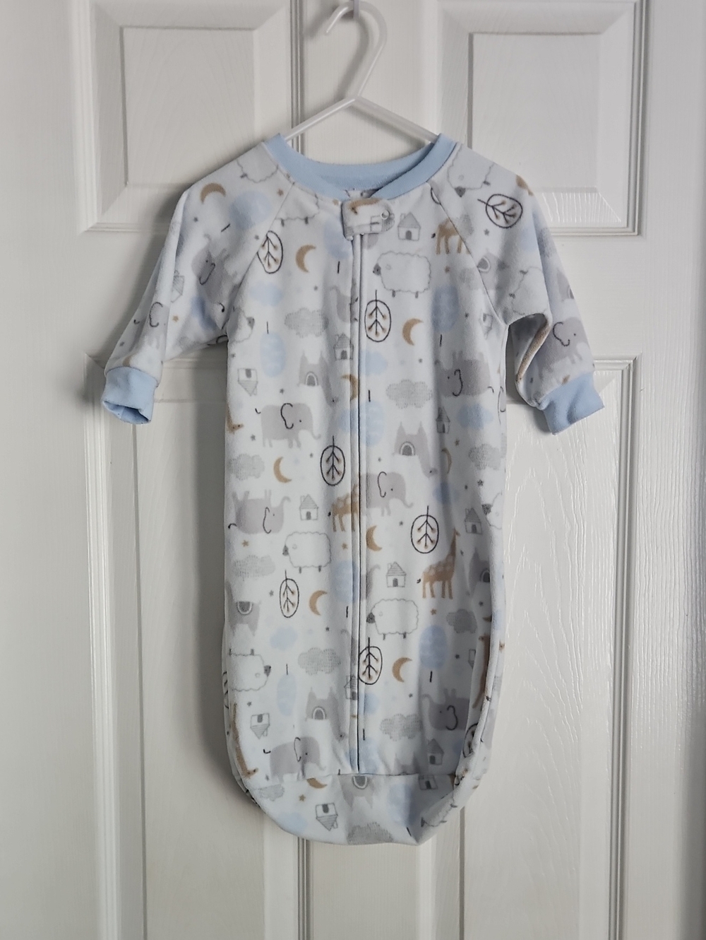 Carter's Blue, White & Tan Animal Print Zip-Front Baby Sleep Sack 0-9 Months